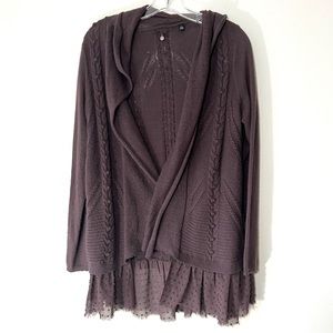 Anthropologie Knitted and Knotted Purple Open Cardigan Sweater Size Small